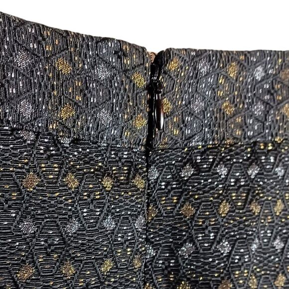 Old Navy Chic Metallic Mini Skirt Size 16 Black Gold Pleated Pocket Party Glam - Picture 5 of 6